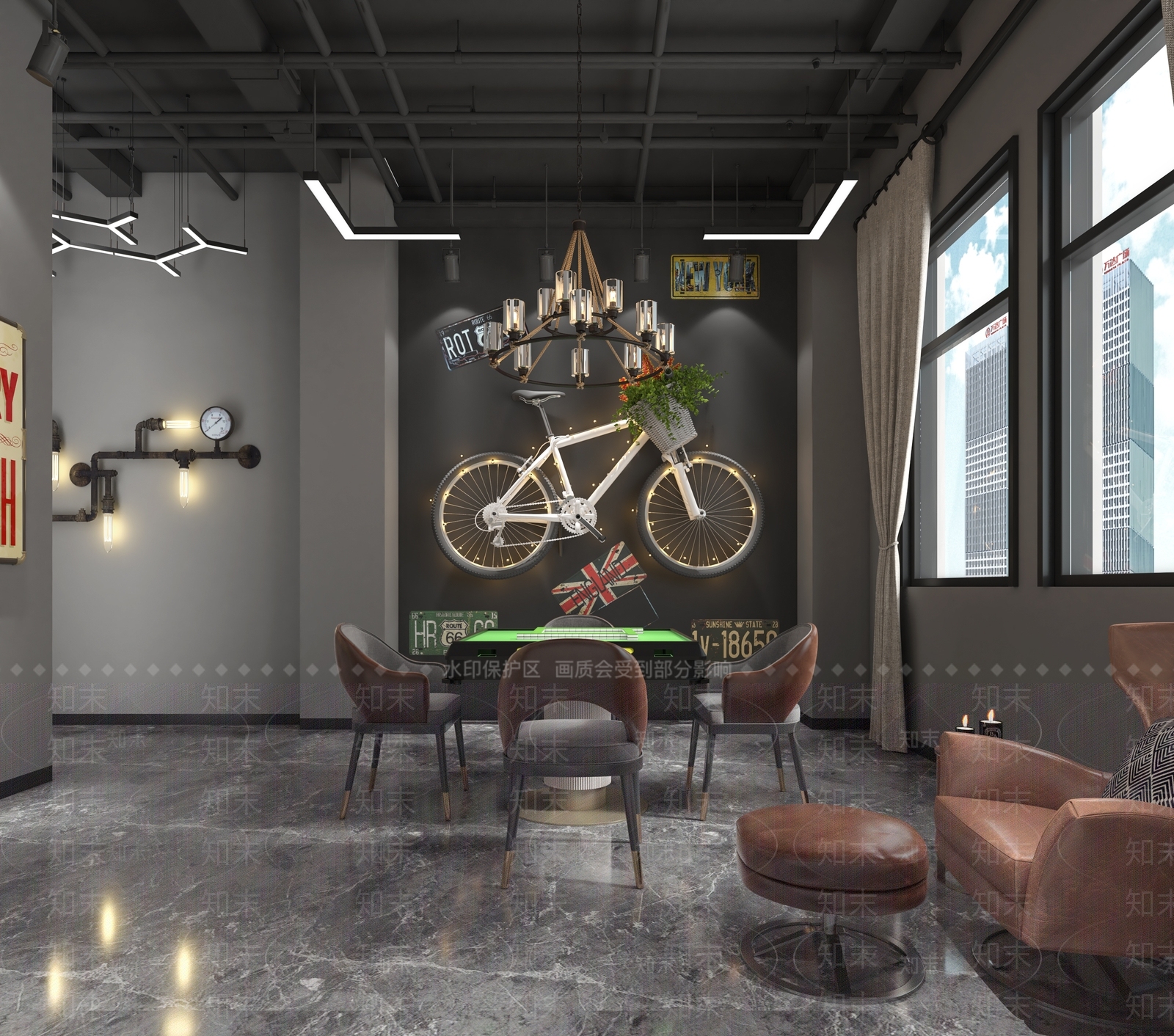 工业风麻将室3D模型下载【ID:990785991】