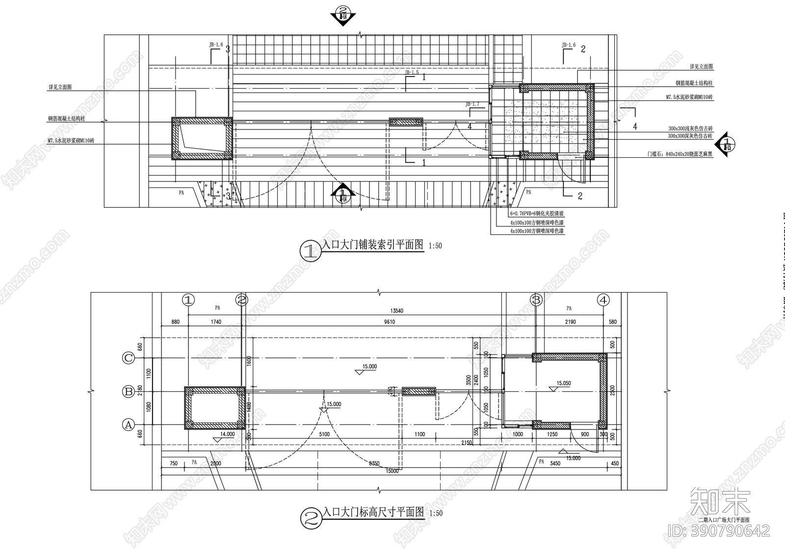 新中式大门cad施工图下载【ID:390790642】