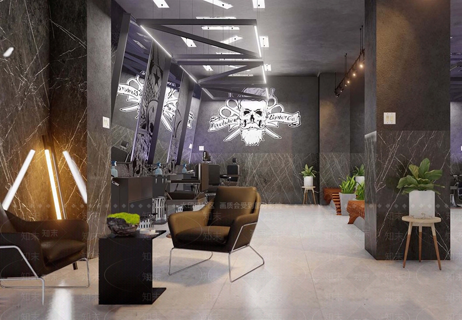 工业风理发店SU模型下载【ID:390791221】