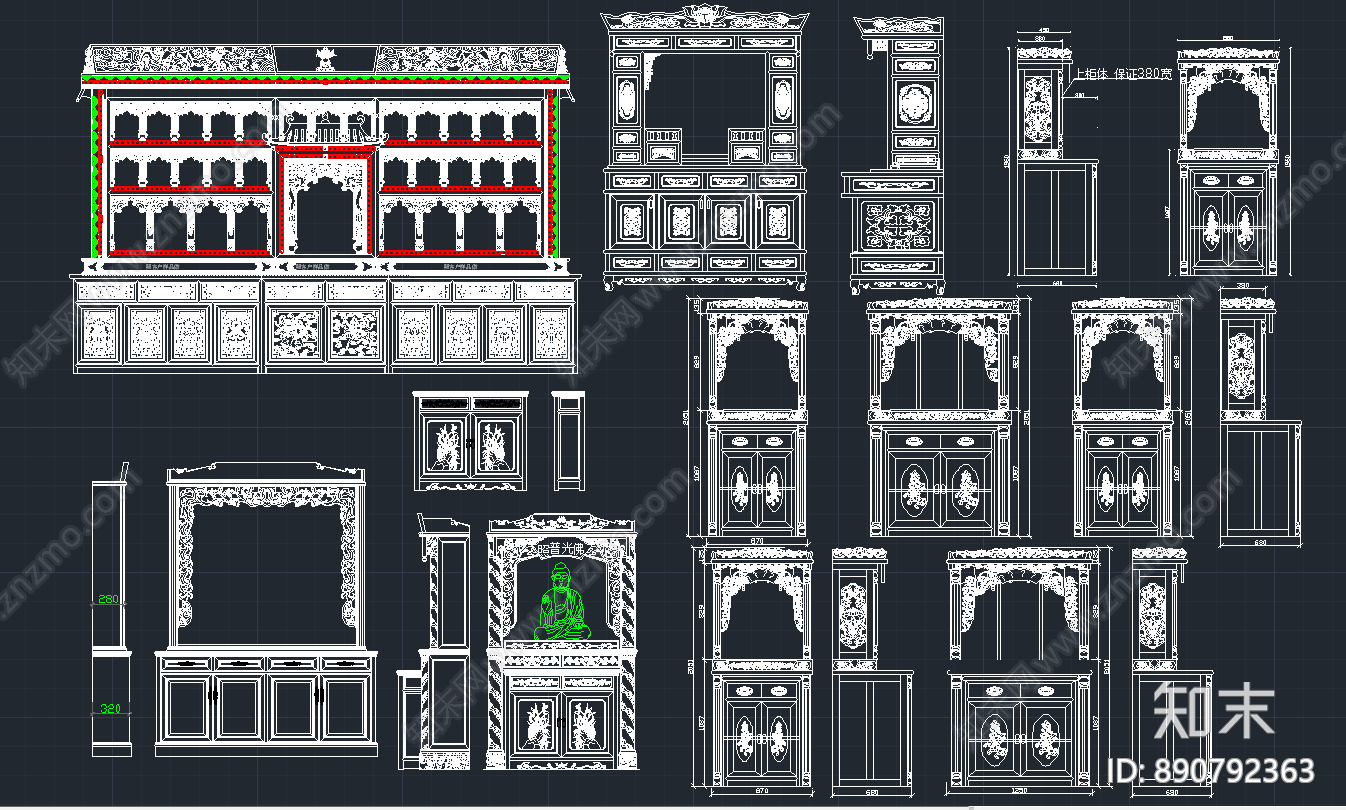 佛龛cad施工图下载【ID:890792363】