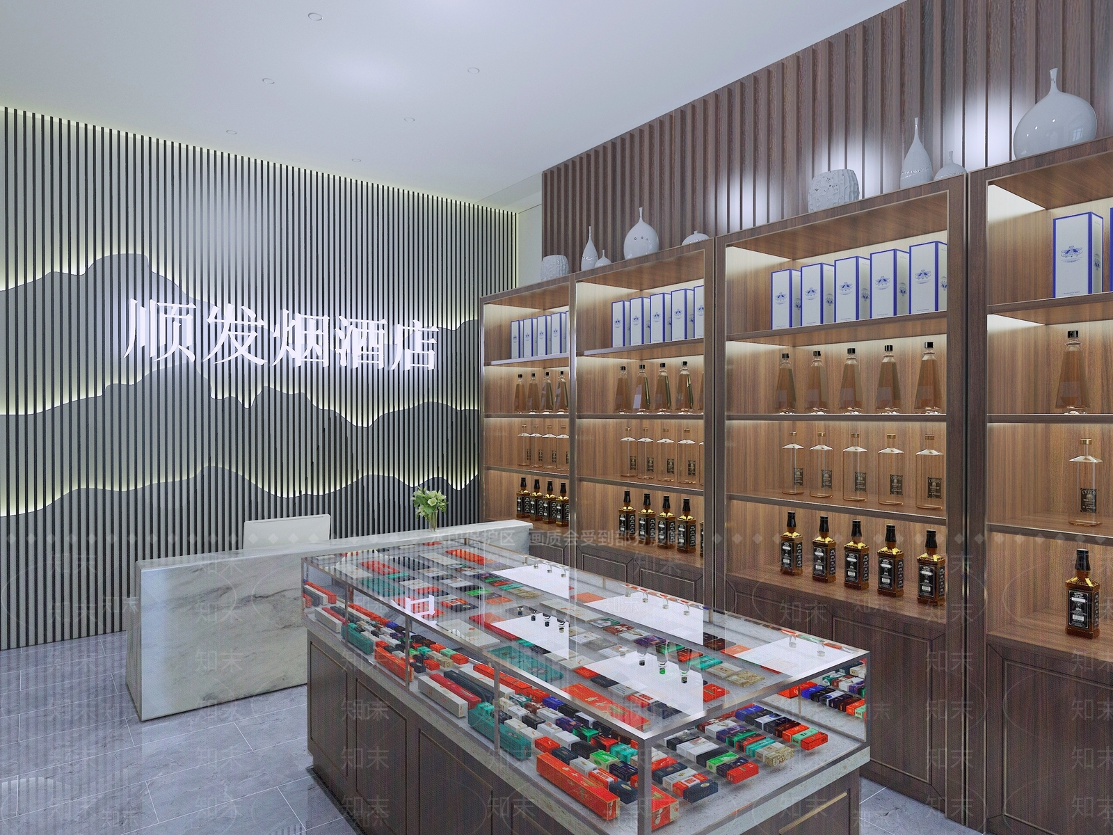 新中式烟酒店3D模型下载【ID:690793167】