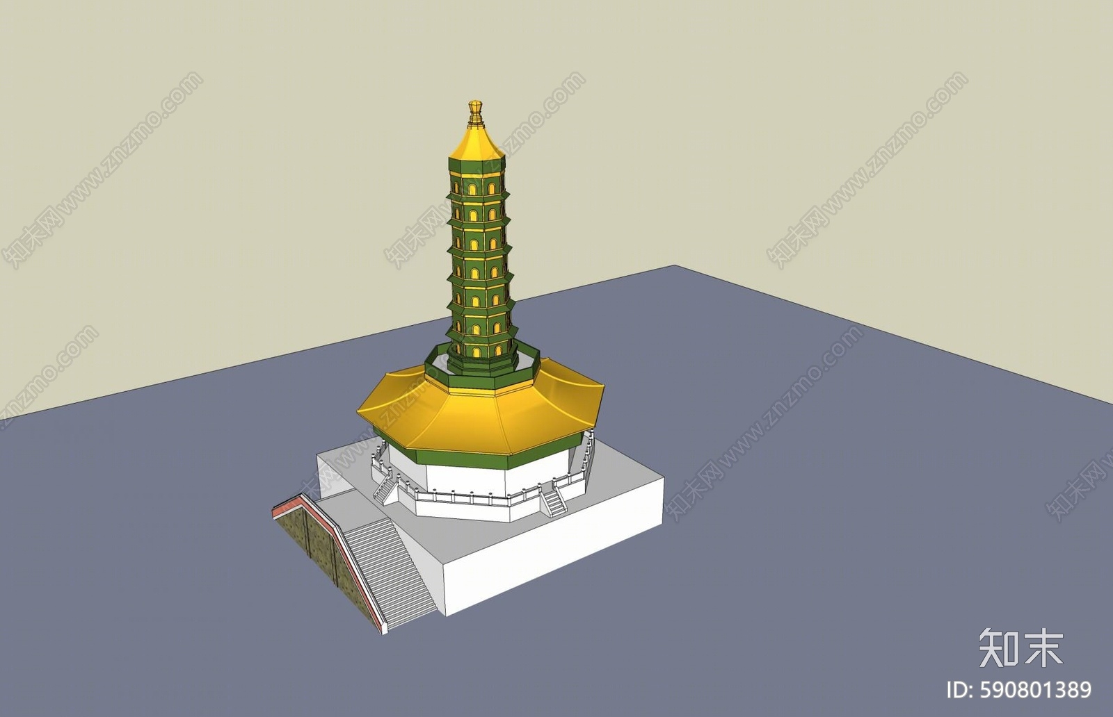 东南亚塔楼SU模型下载【ID:590801389】