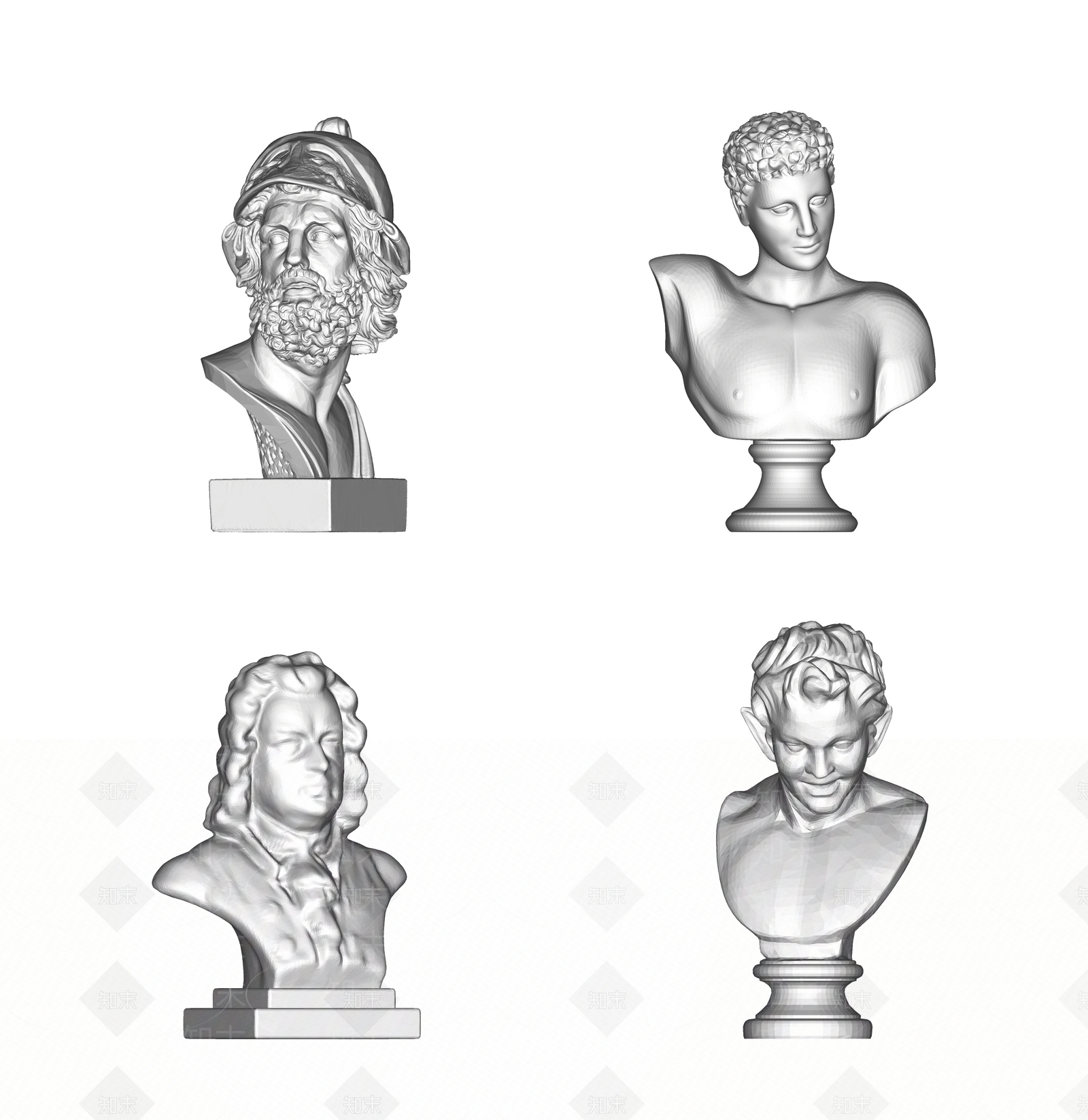 欧式人物雕塑SU模型下载【ID:690814800】