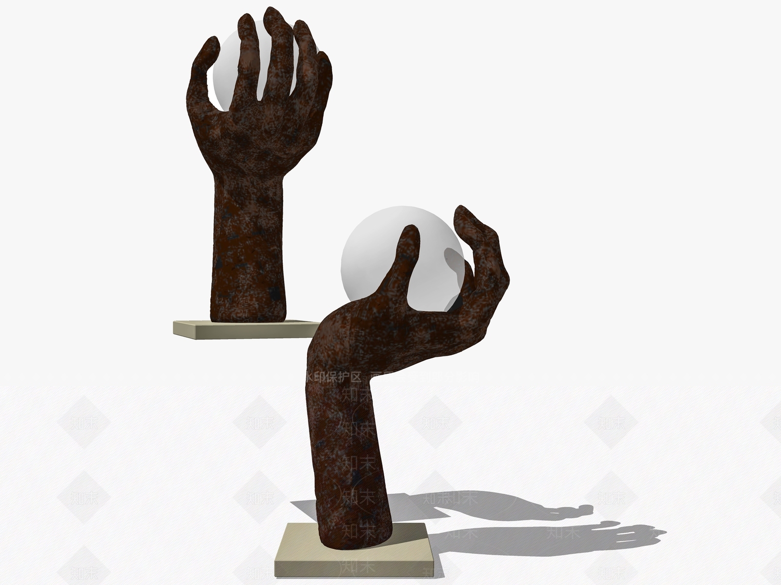 现代手臂雕塑台灯SU模型下载【ID:490822183】