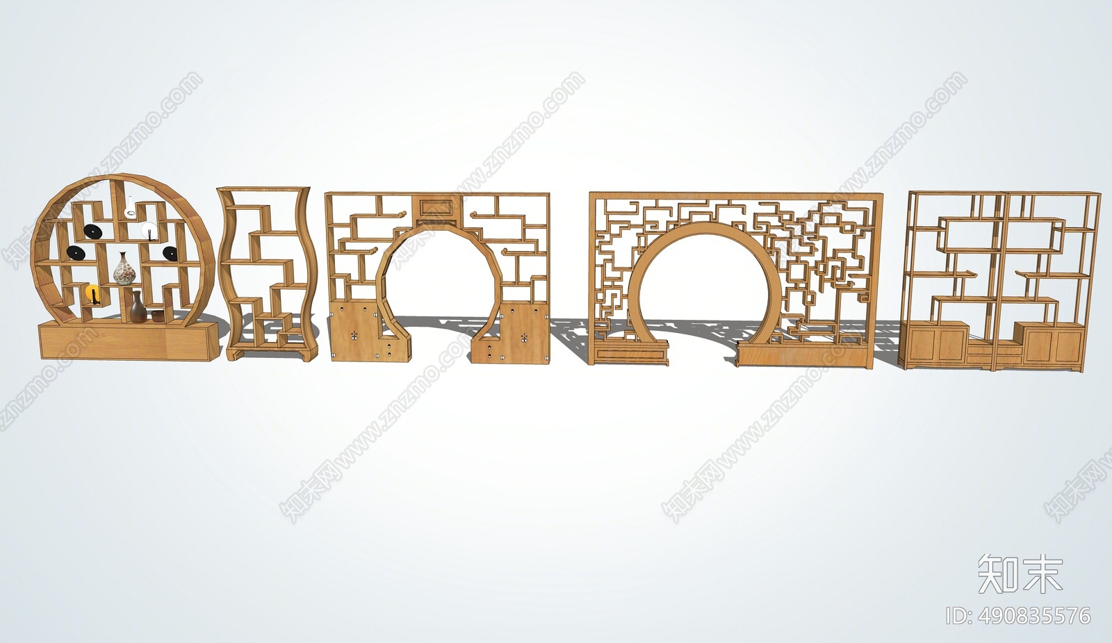 中式隔断博古架SU模型下载【ID:490835576】