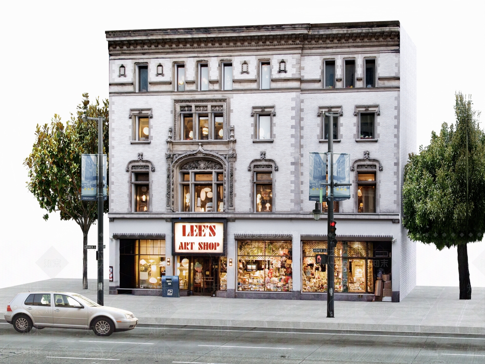 简欧商店门头3D模型下载【ID:590862534】