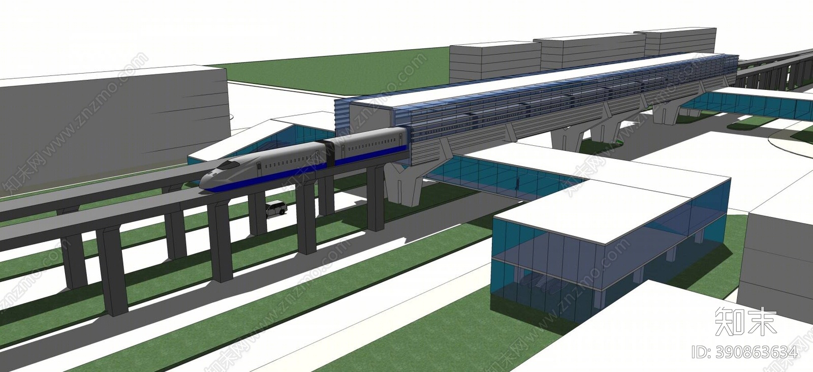 现代轻轨站SU模型下载【ID:390863634】