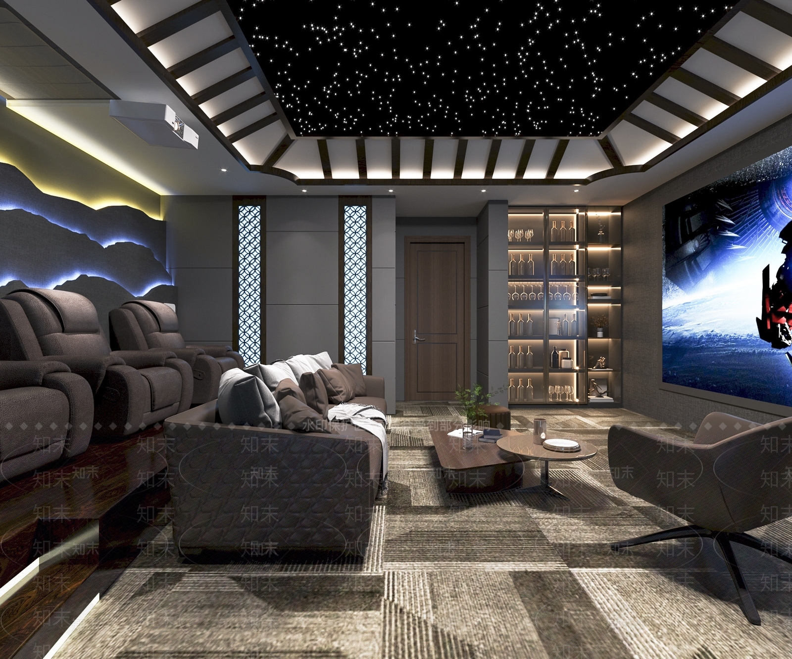 现代家居影音室3D模型下载【ID:890873977】