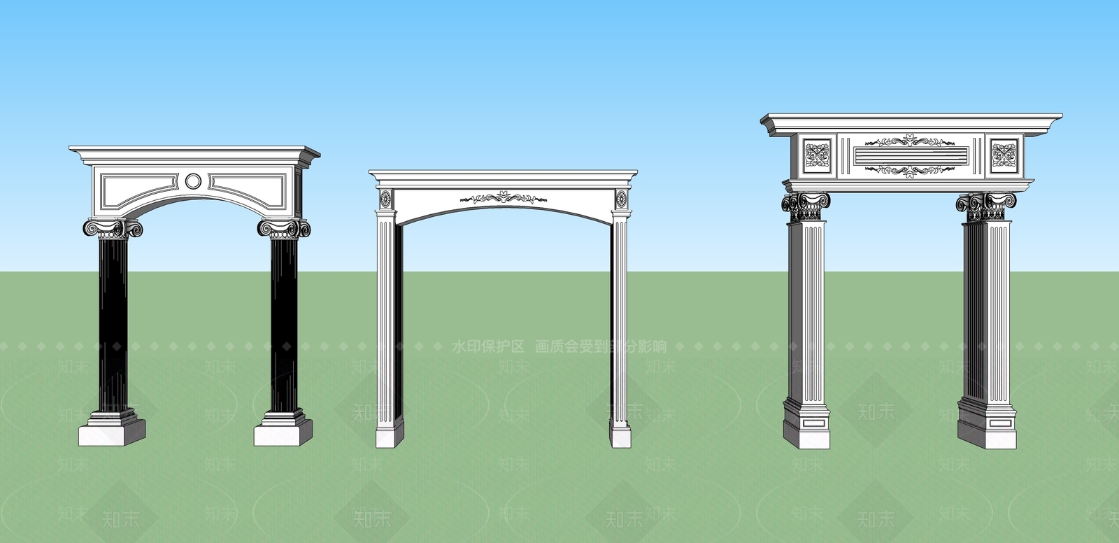 欧式雕花拱门SU模型下载【ID:690883840】