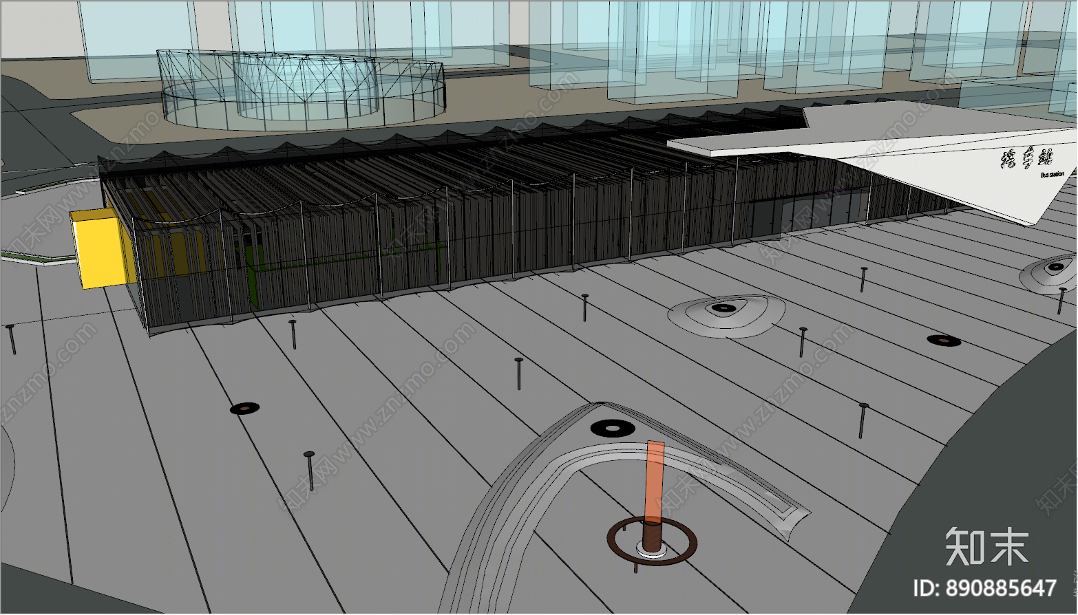 现代车站SU模型下载【ID:890885647】