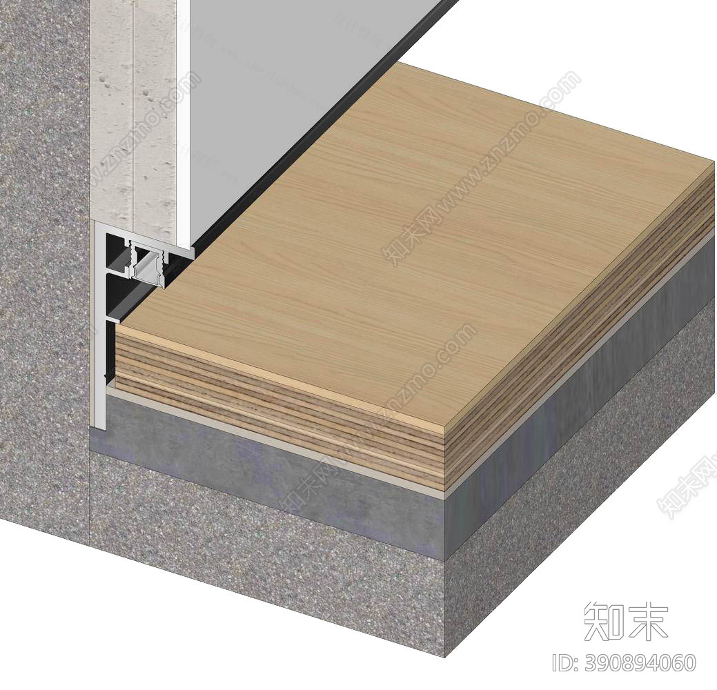 踢脚线内嵌灯带施工图下载【ID:390894060】