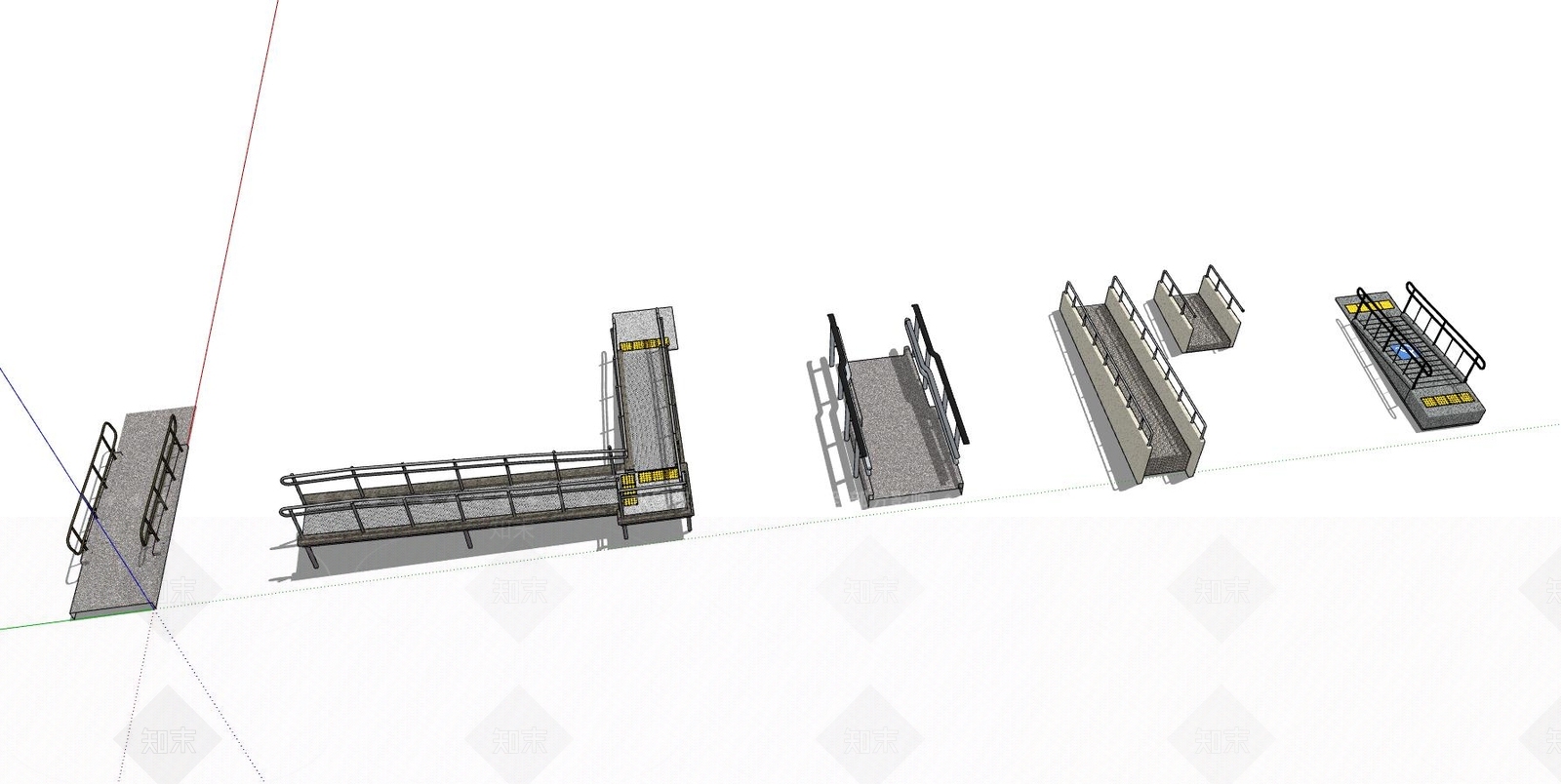 现代无障碍坡道SU模型下载【ID:390896348】