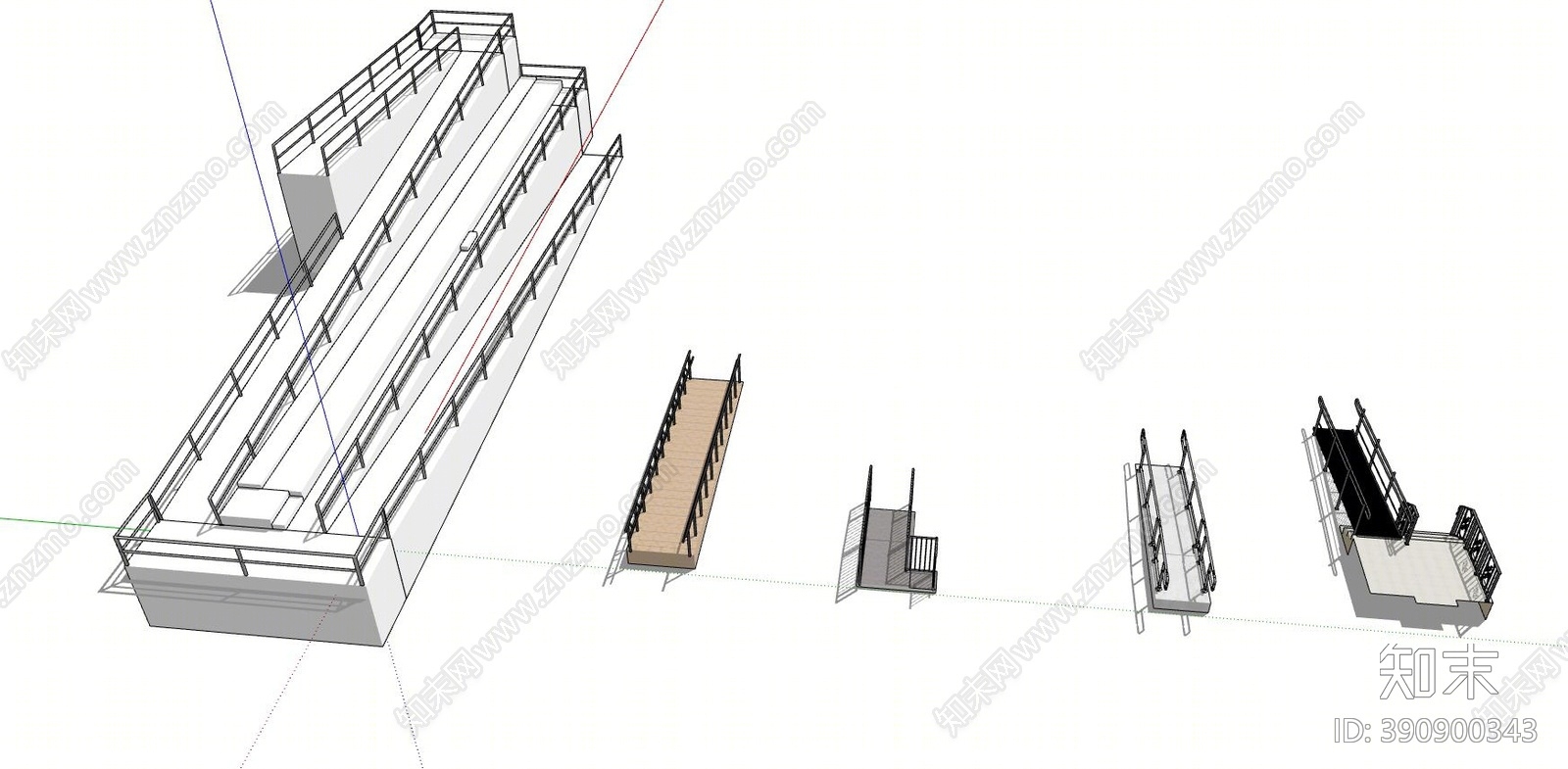 现代无障碍坡道SU模型下载【ID:390900343】