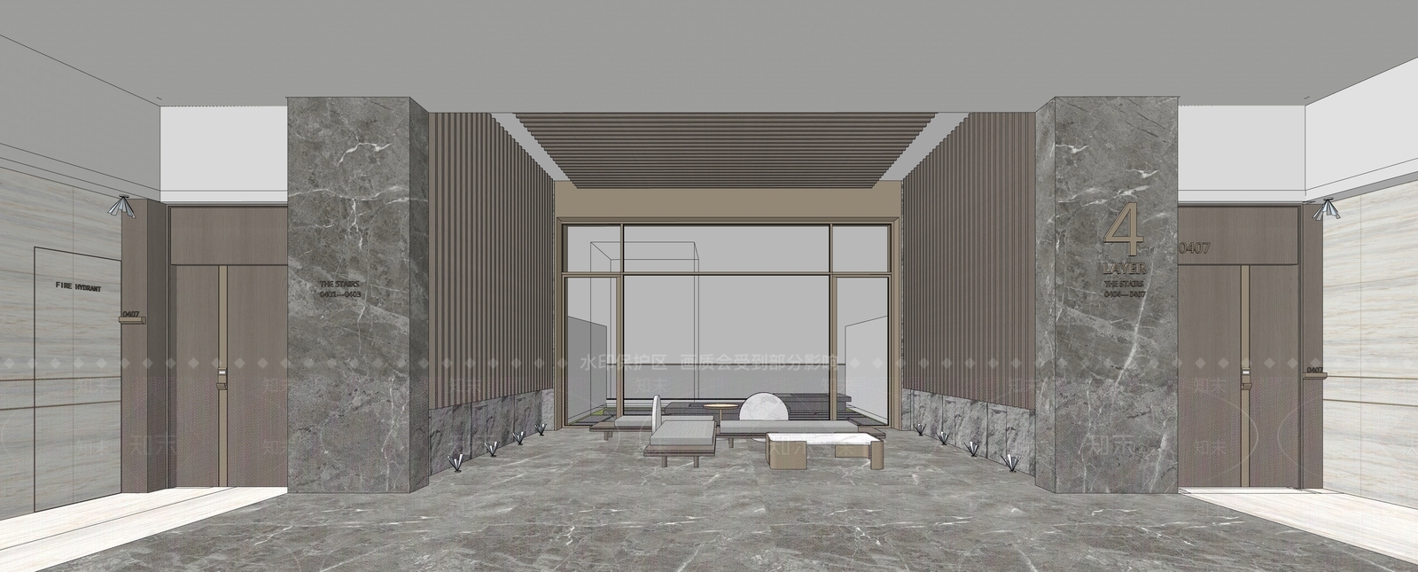 现代公共空间SU模型下载【ID:890950561】