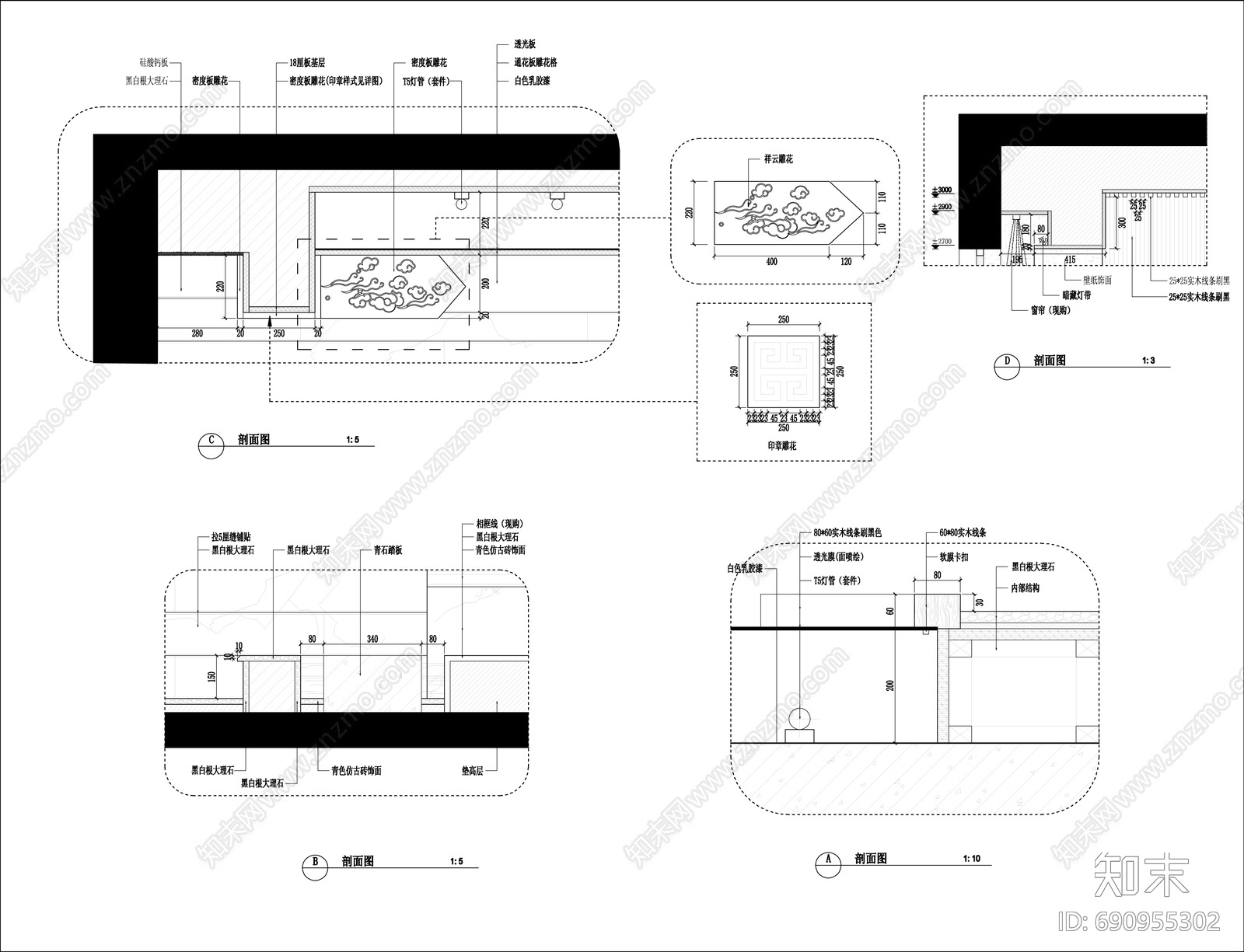 欧式风格音乐会所cad施工图下载【ID:690955302】