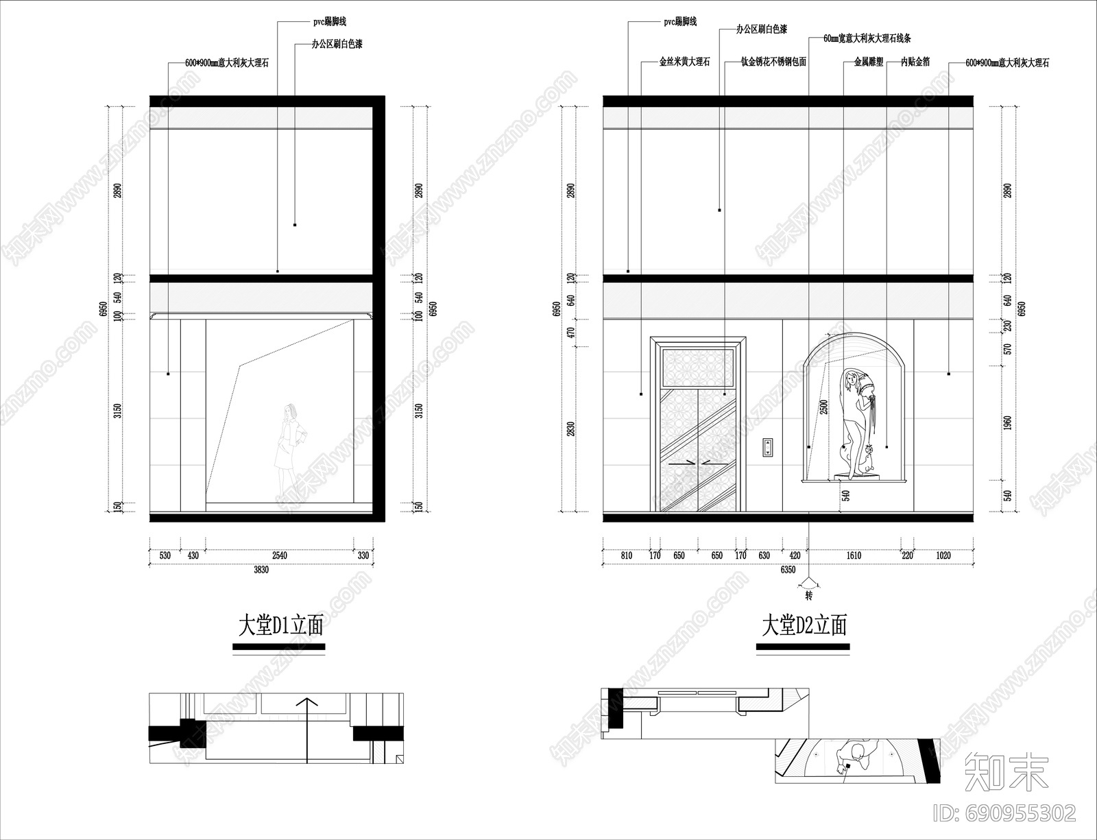 欧式风格音乐会所cad施工图下载【ID:690955302】