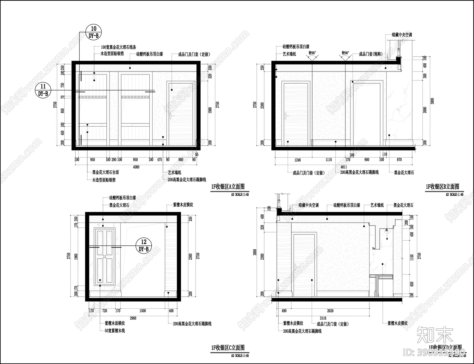 欧式风格营销中心cad施工图下载【ID:390955590】