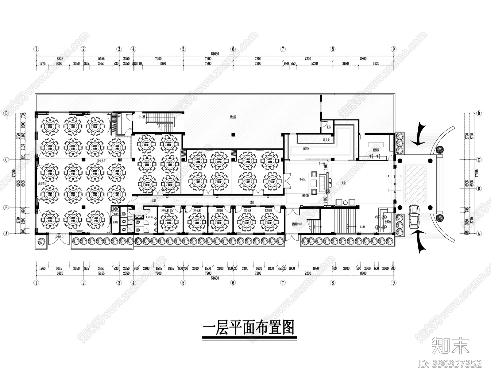 欧式风格酒楼cad施工图下载【ID:390957352】