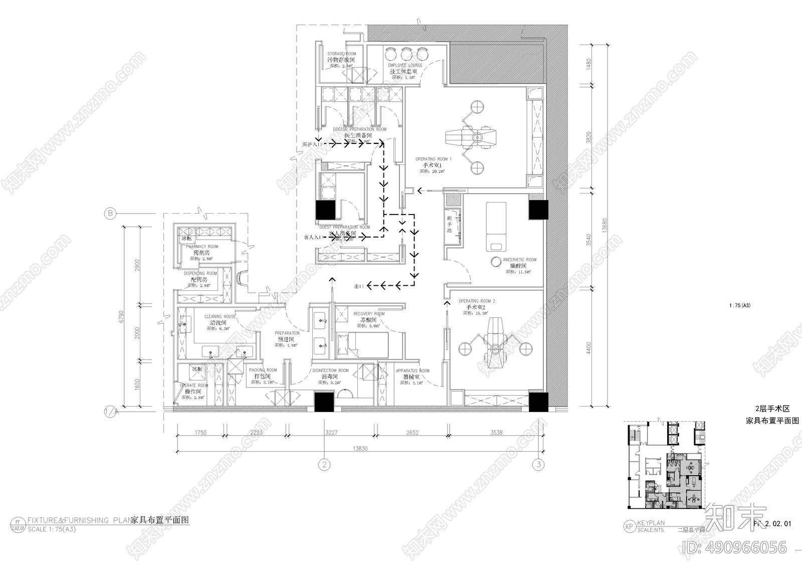 医院手术室cad施工图下载【ID:490966056】