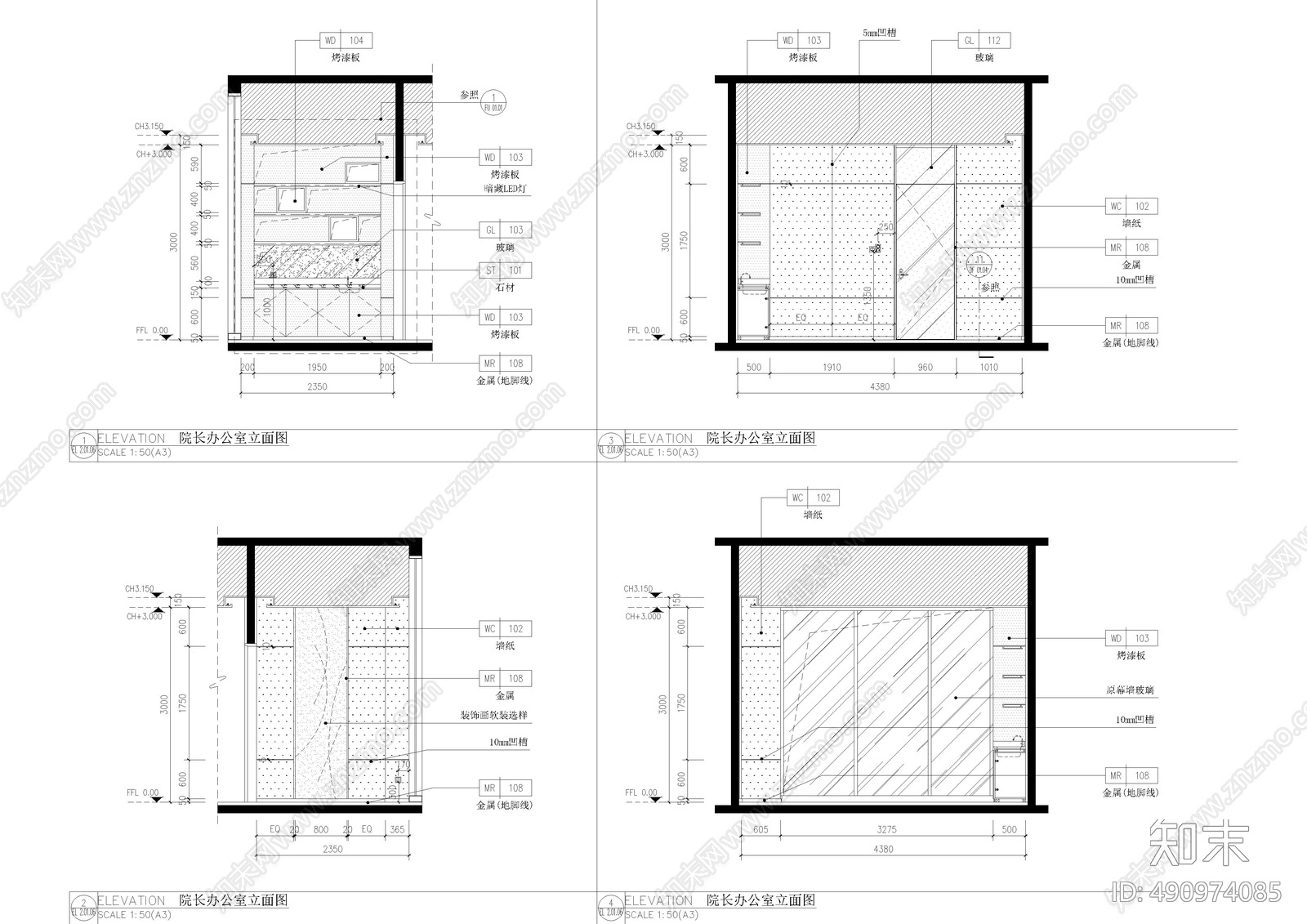 医院治疗室cad施工图下载【ID:490974085】