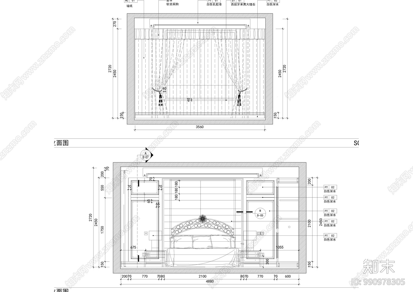 地中海卧室cad施工图下载【ID:990978305】