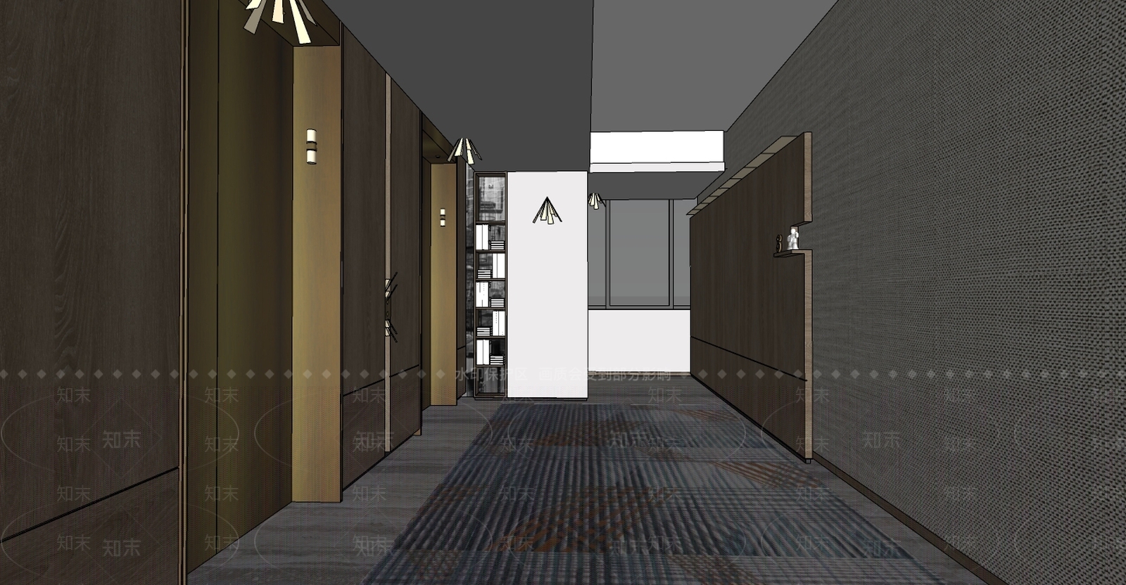 现代酒店过道SU模型下载【ID:990986422】