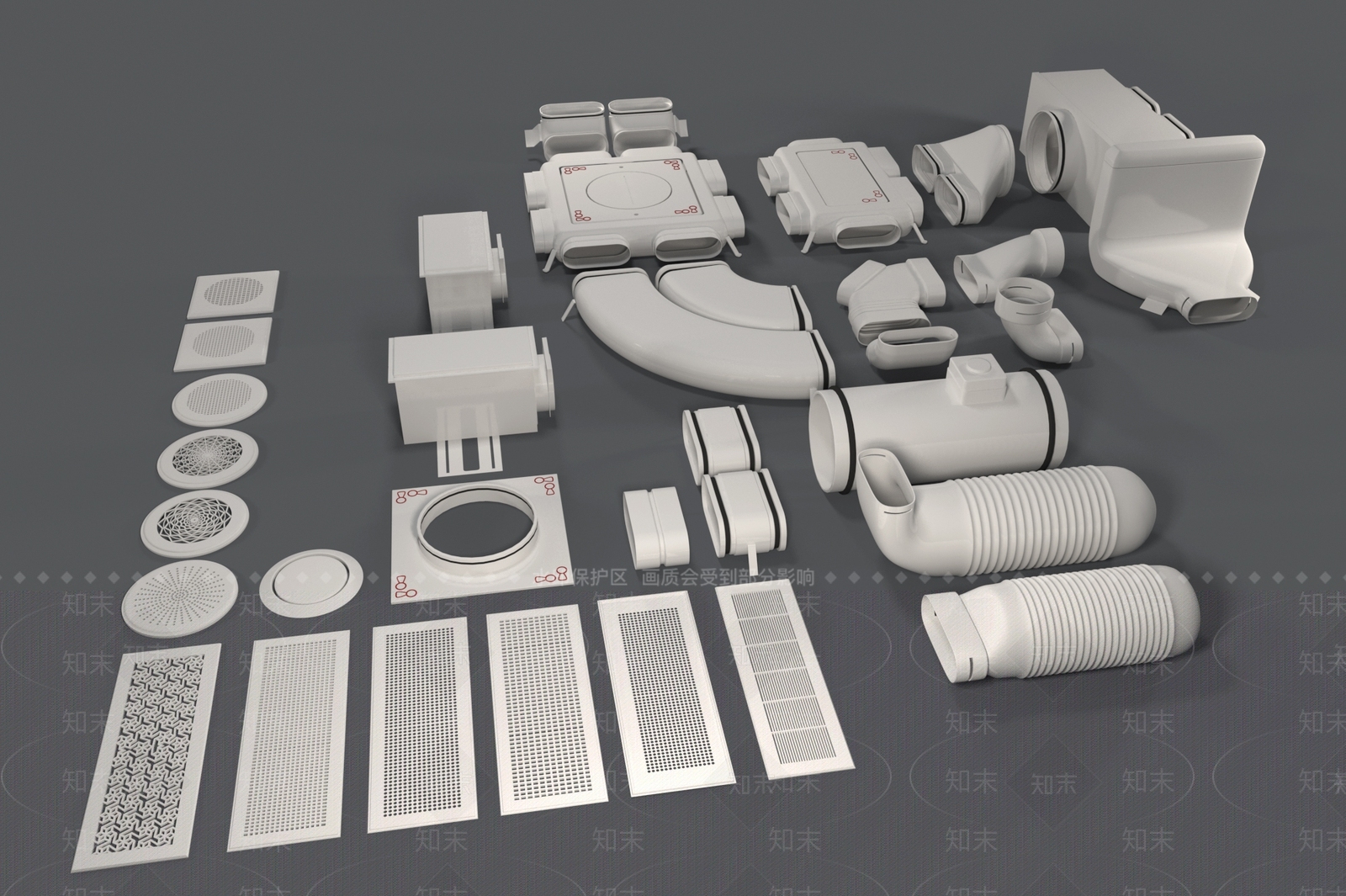 现代空调管道3D模型下载【ID:791010338】