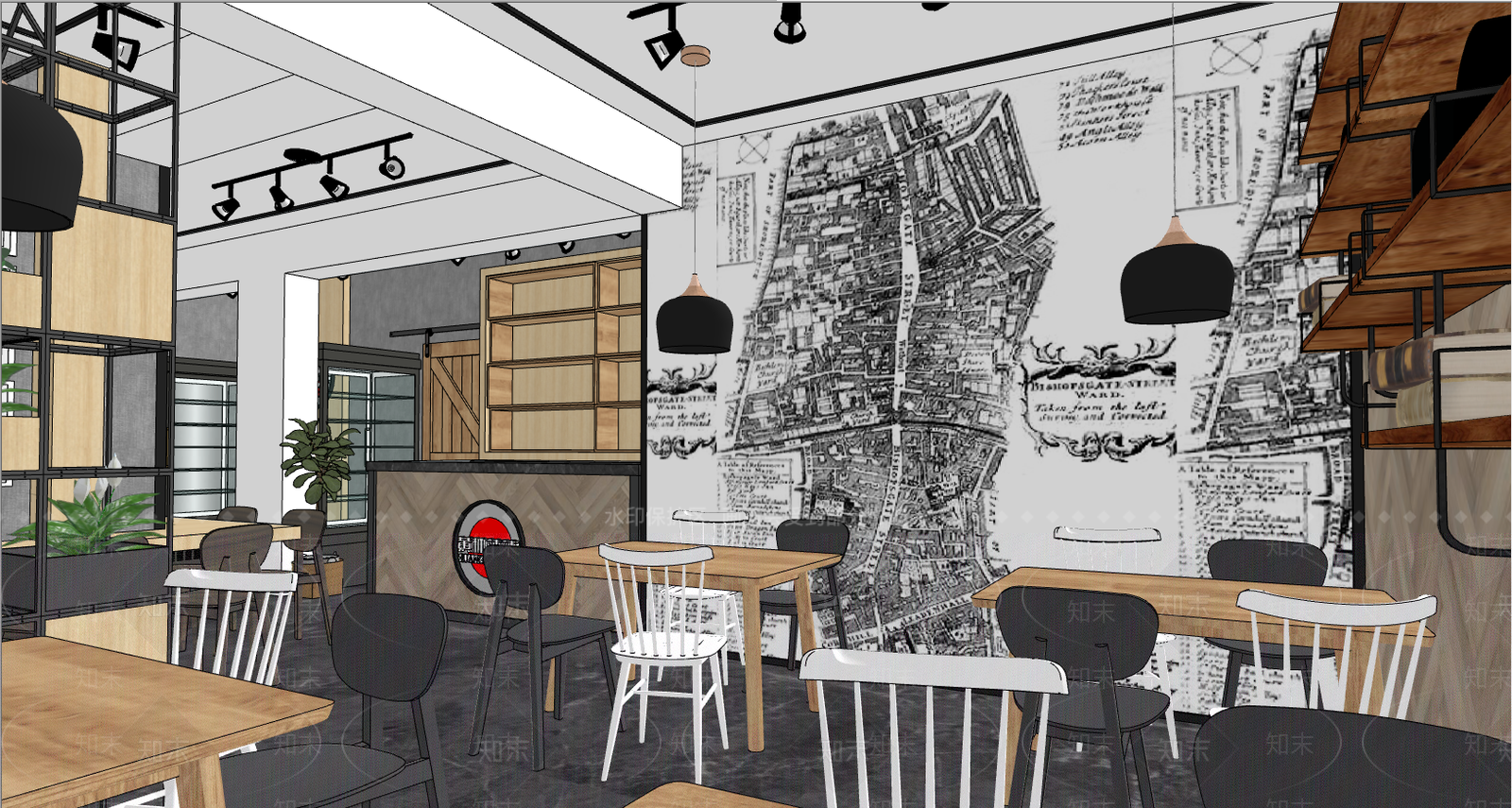 北欧餐厅SU模型下载【ID:991019005】