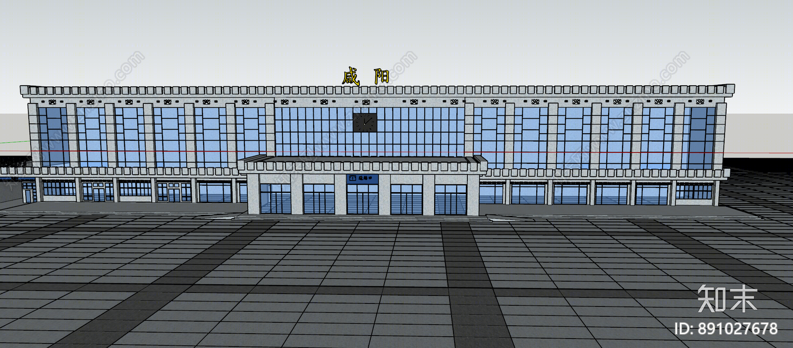 现代火车站SU模型下载【ID:891027678】