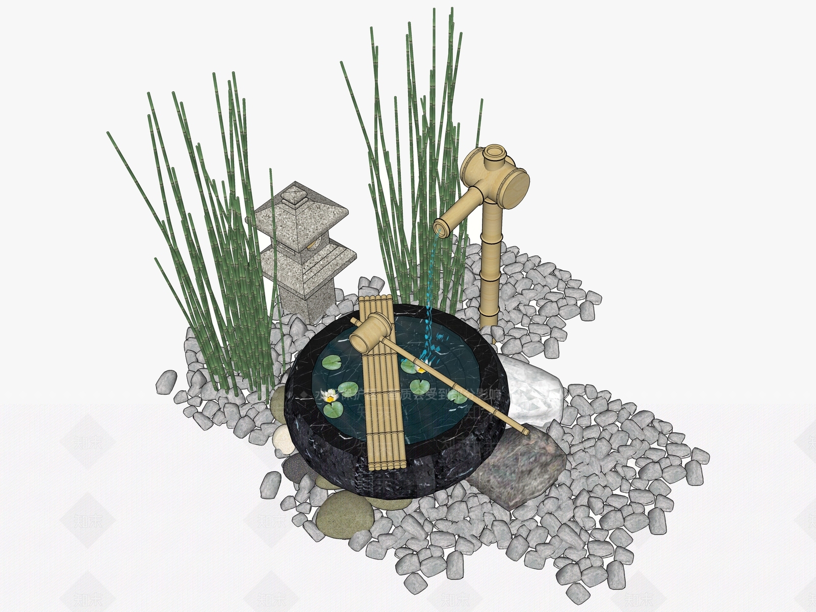 日式景观小品SU模型下载【ID:691043601】