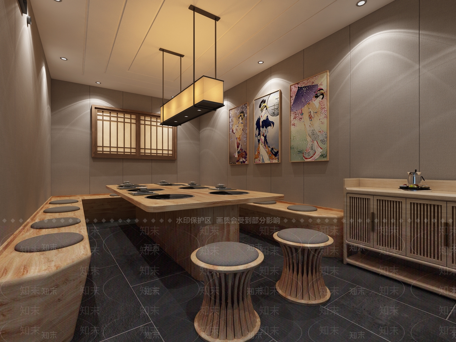 日式火锅店3D模型下载【ID:391048227】