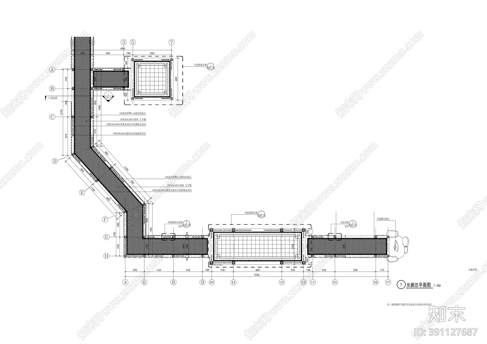 长廊cad施工图下载【ID:391127687】