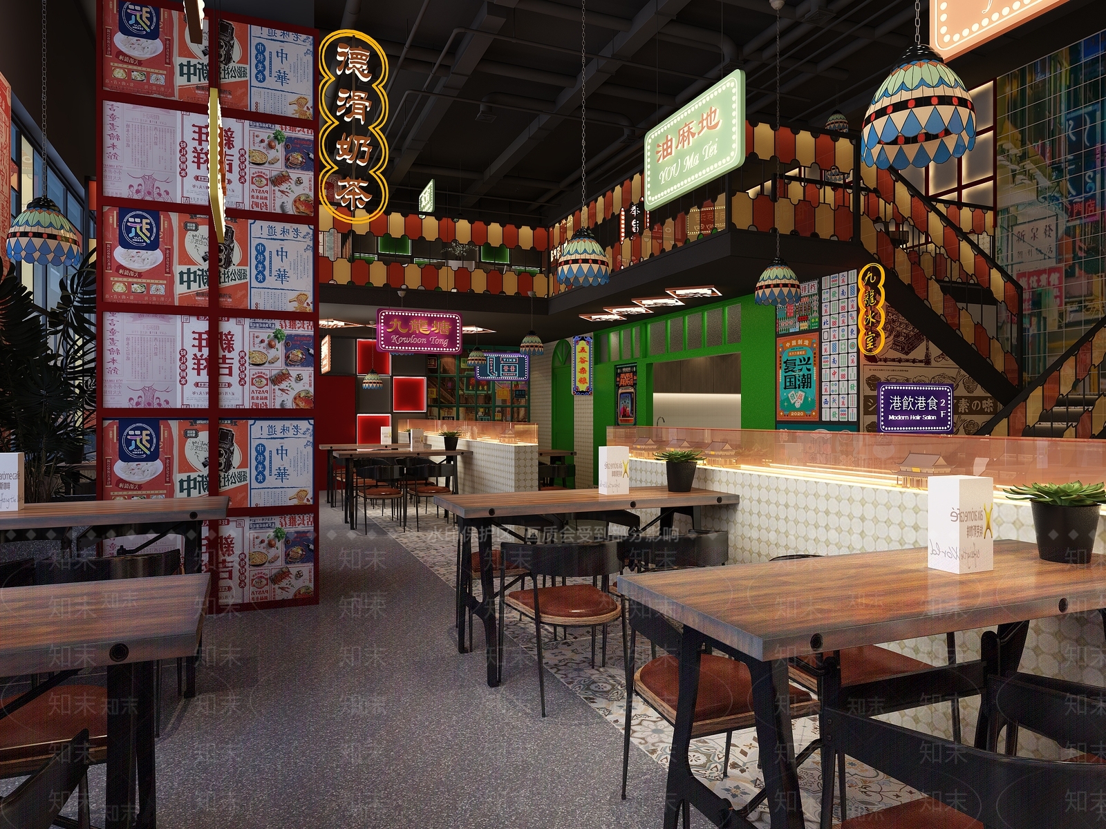 工业风茶餐厅3D模型下载【ID:391055485】