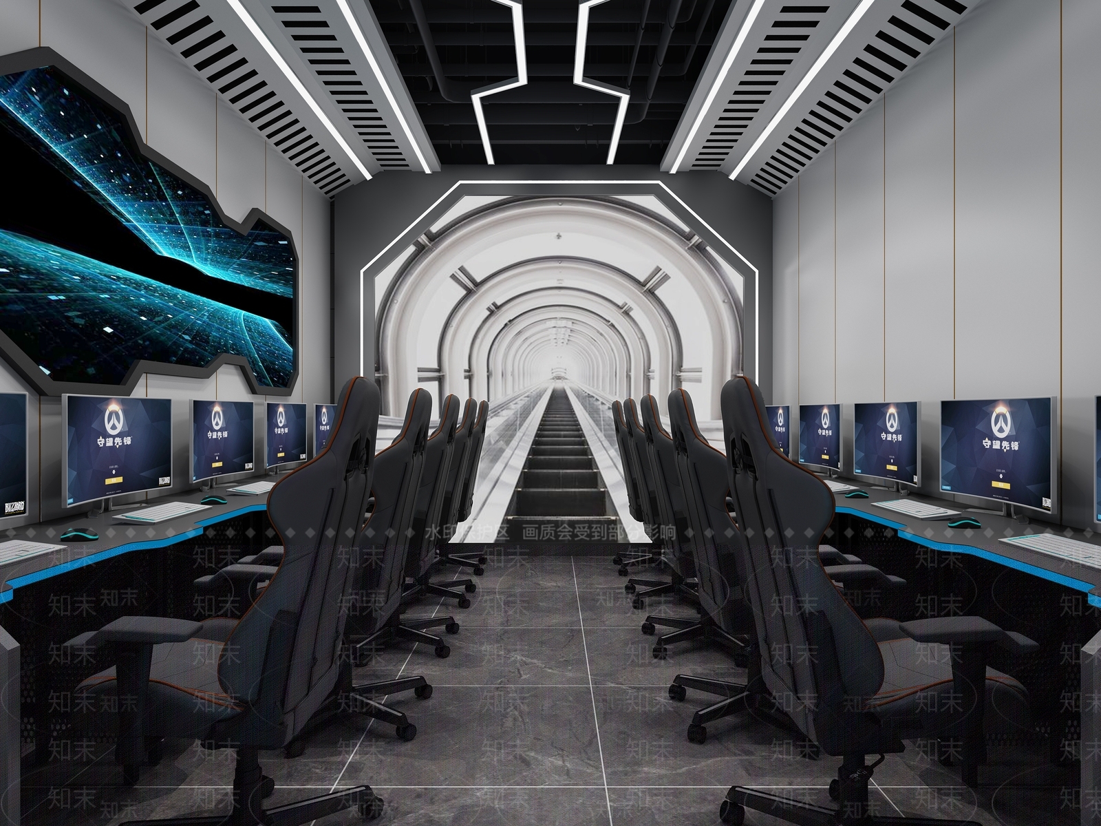 工业风网吧网咖3D模型下载【ID:991056261】