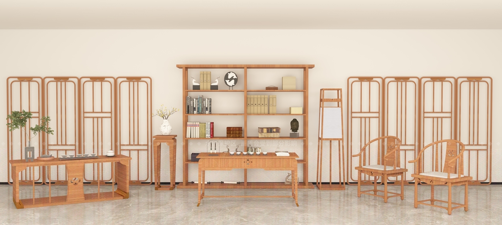 新中式茶几桌椅组合3D模型下载【ID:991058675】