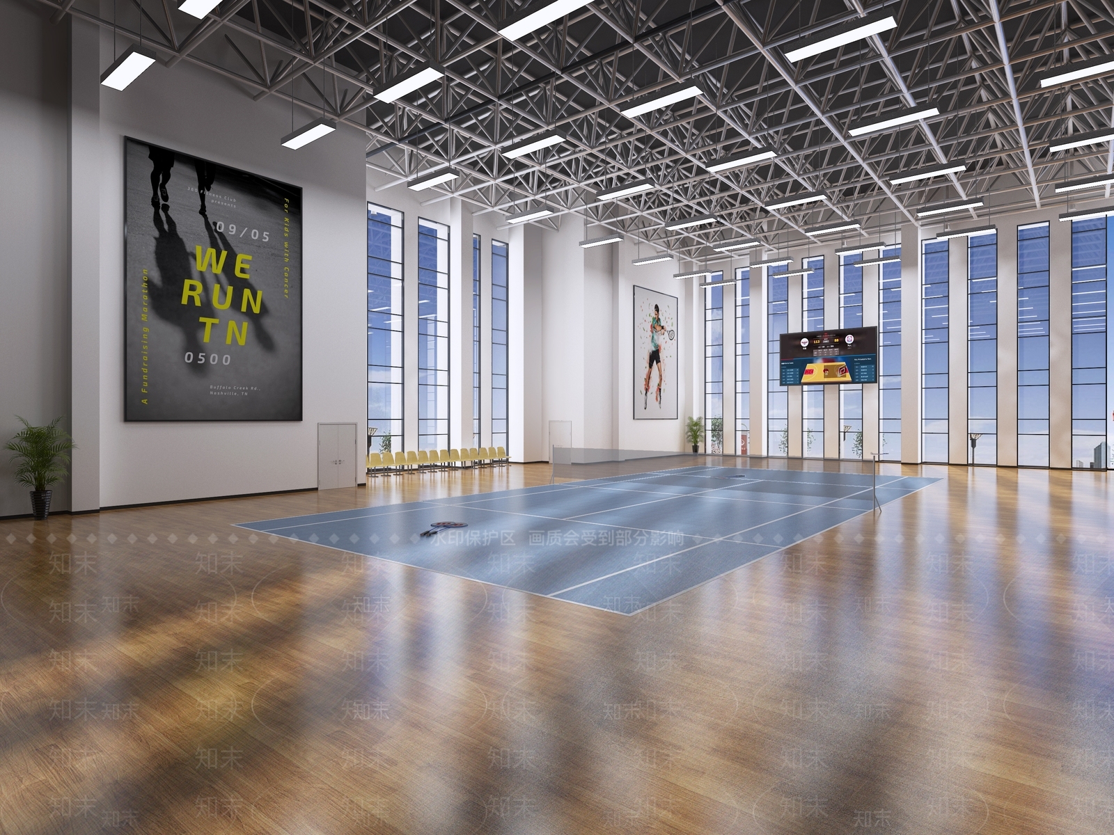 现代网球场3D模型下载【ID:391106880】