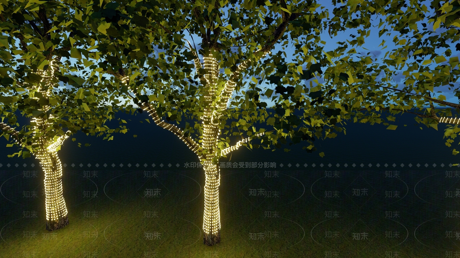 现代景观树SU模型下载【ID:191122902】