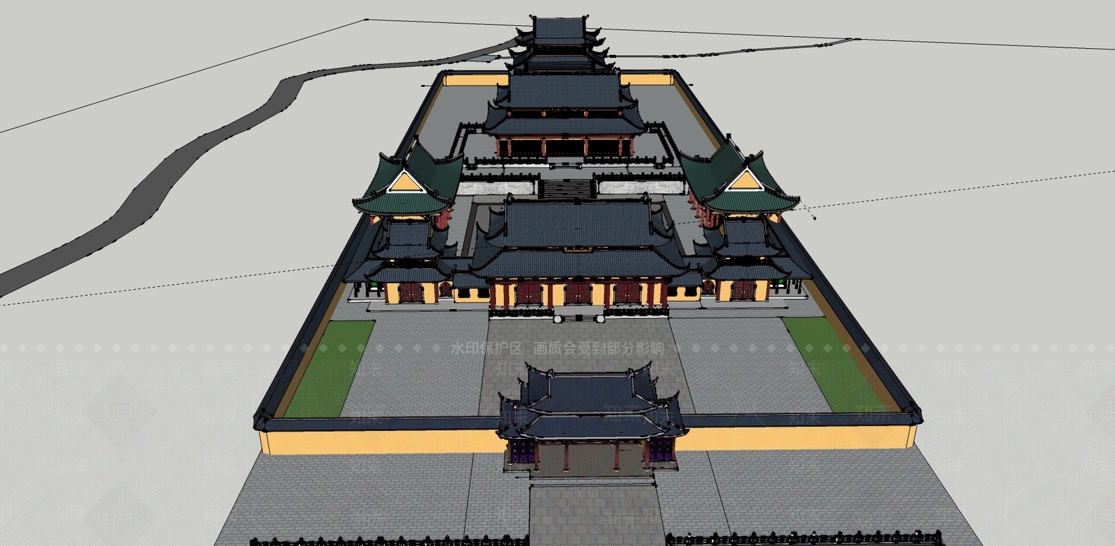 中式寺庙建筑SU模型下载【ID:591143180】