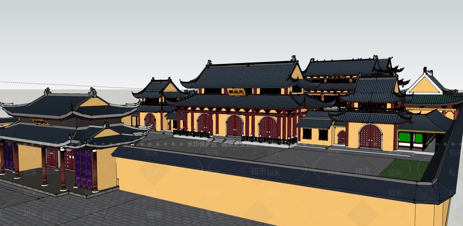 中式寺庙建筑SU模型下载【ID:591143180】