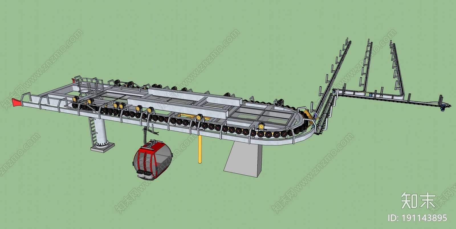 现代索道缆车SU模型下载【ID:191143895】