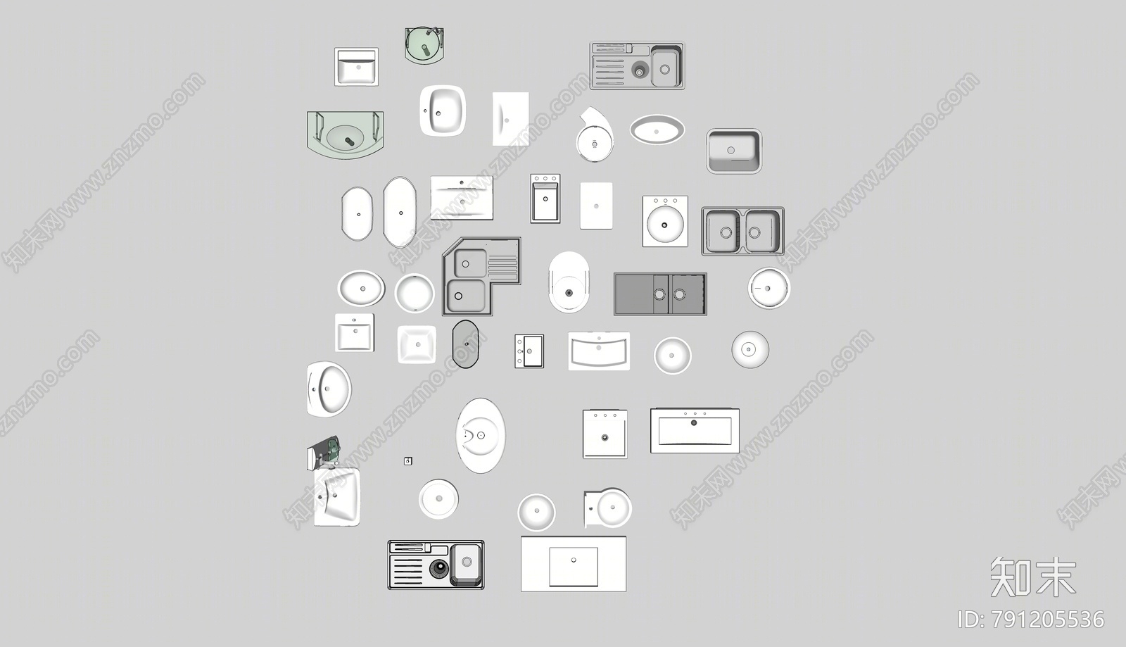 现代洗面盆SU模型下载【ID:791205536】