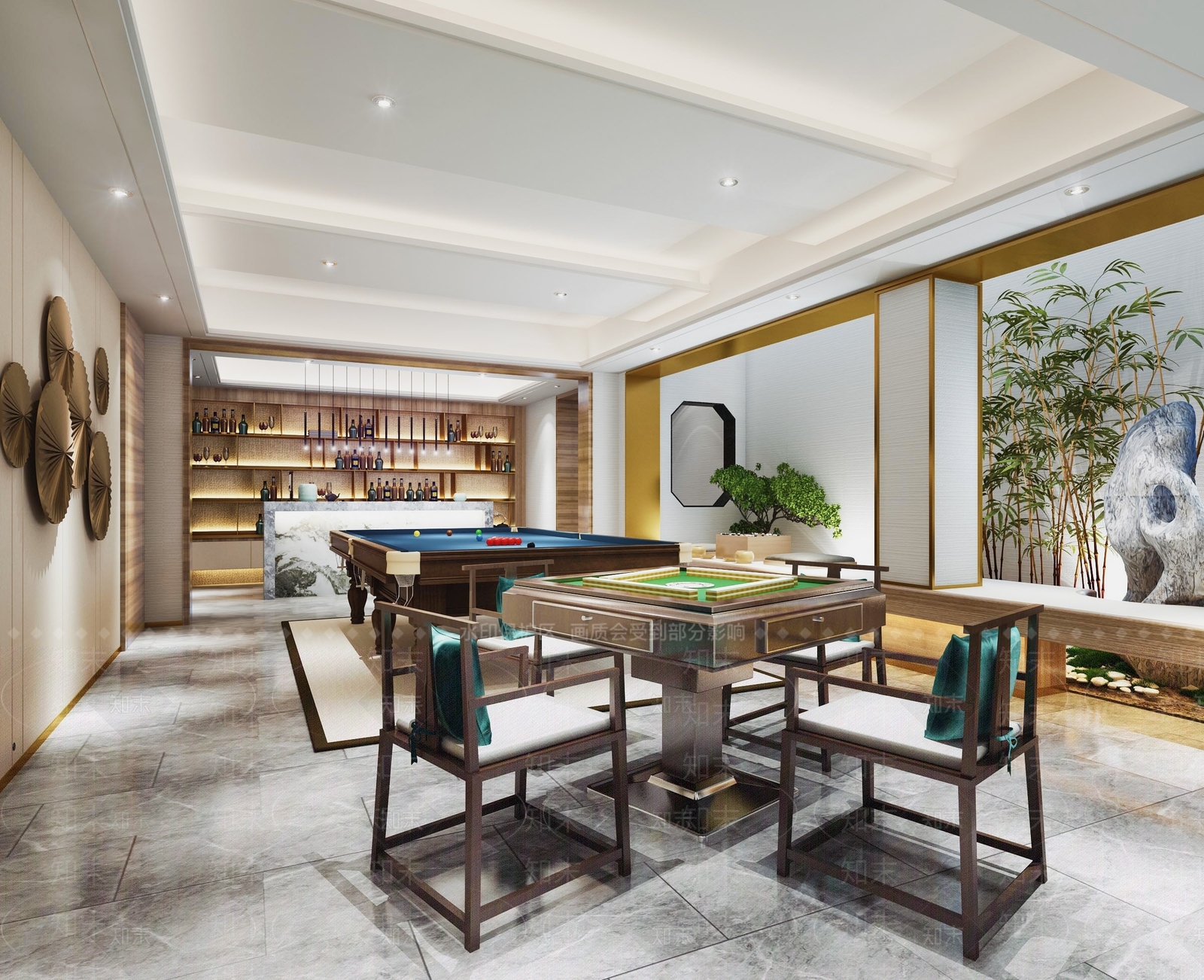 新中式麻将房SU模型下载【ID:591211849】