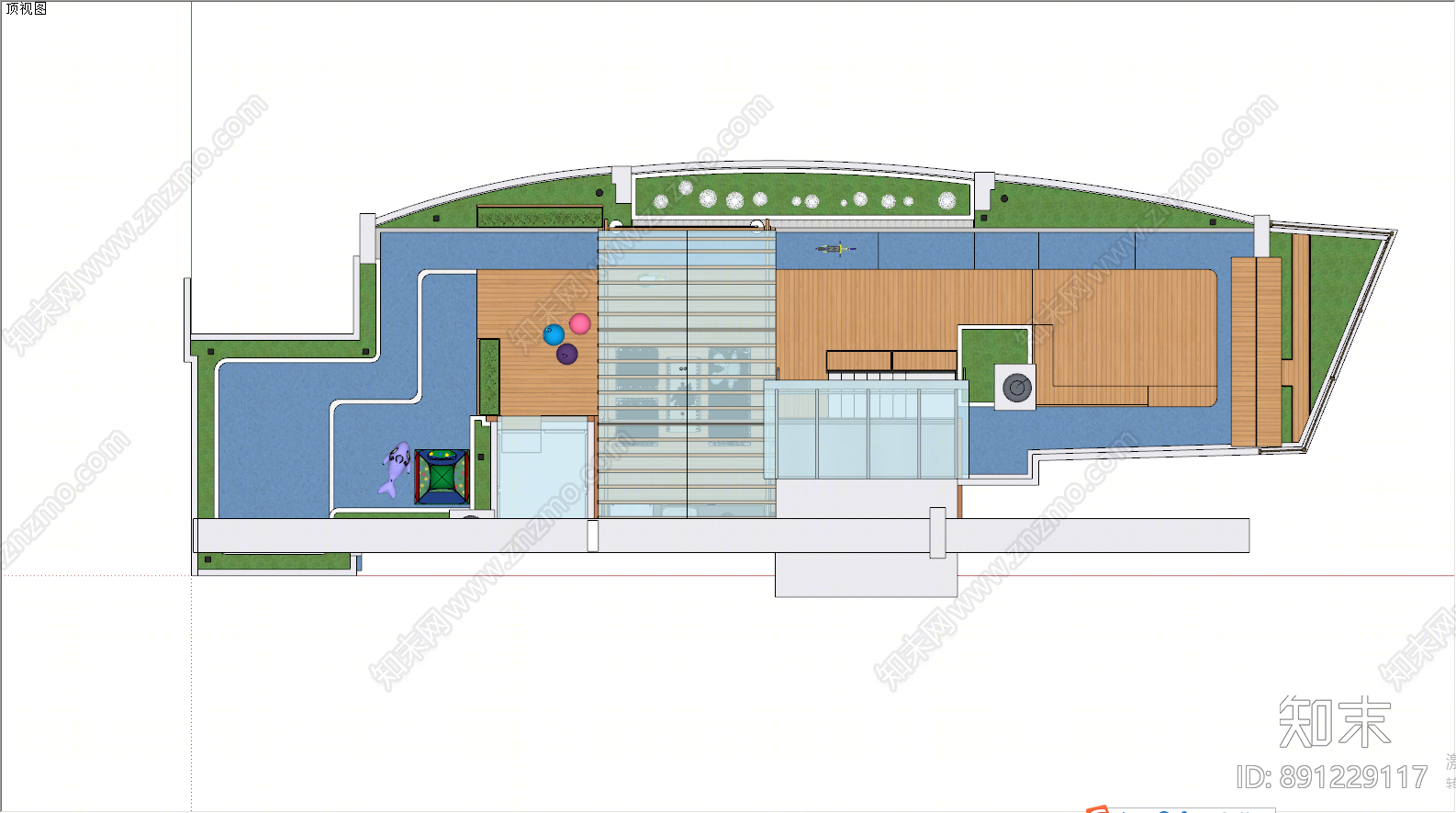 现代屋顶花园SU模型下载【ID:891229117】