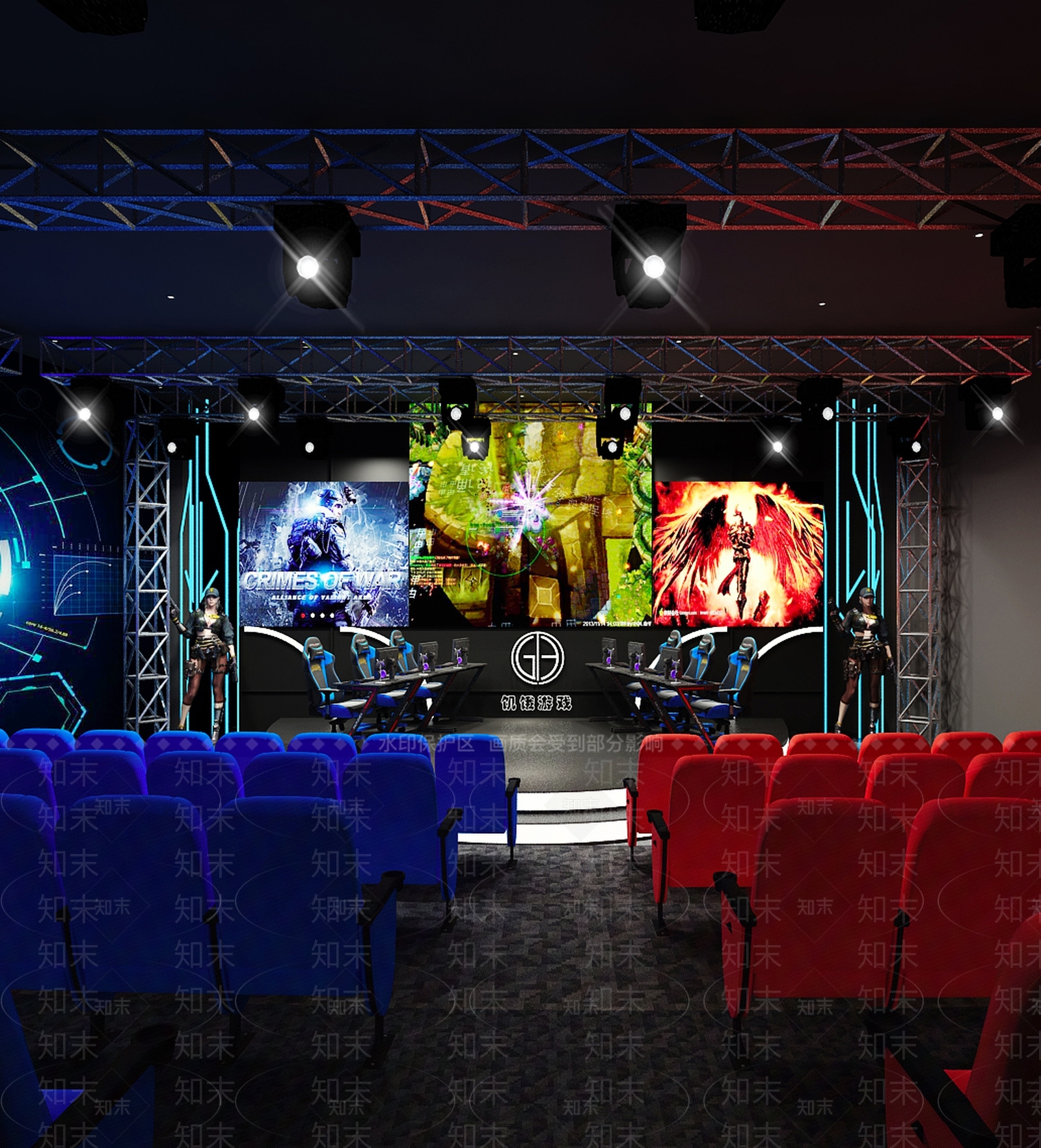 现代游戏竞技大厅3D模型下载【ID:991244245】