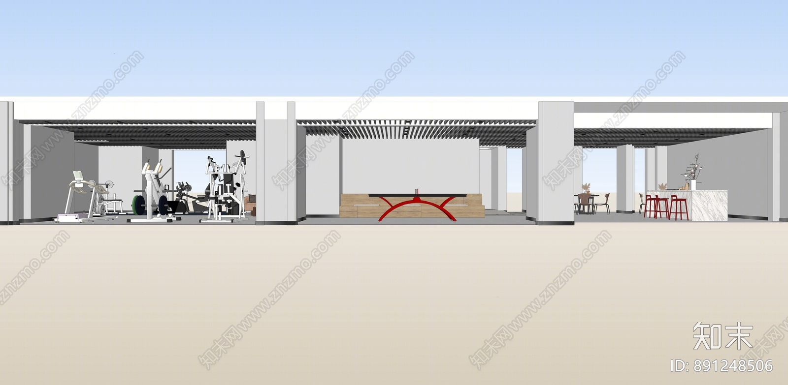 现代健身房SU模型下载【ID:891248506】