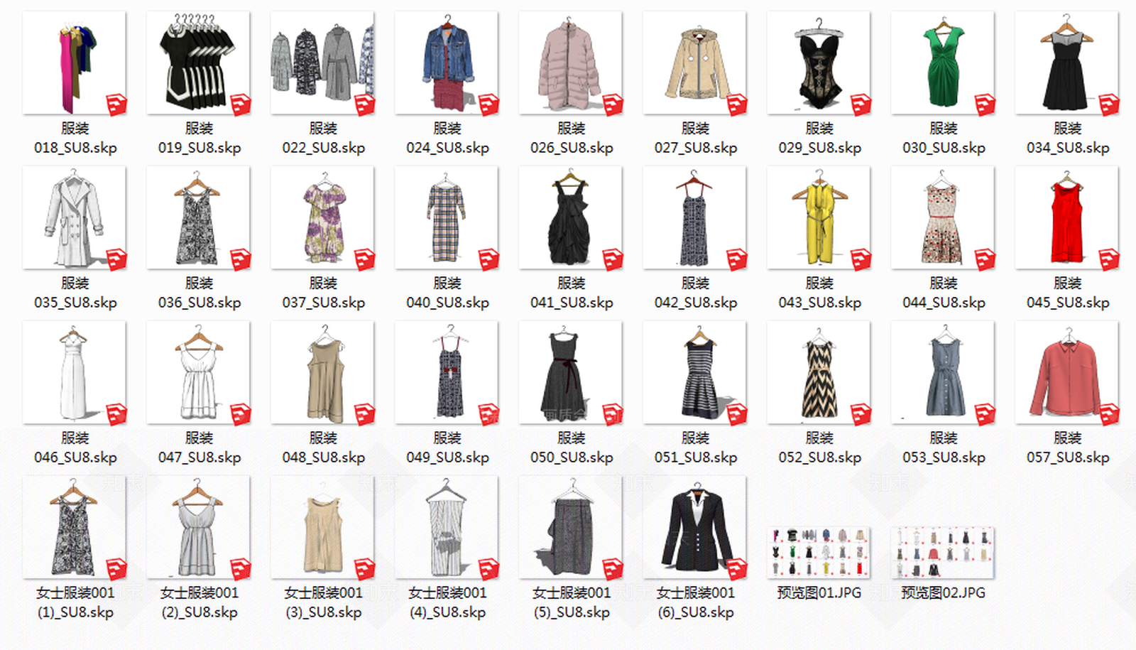 现代服装女装SU模型下载【ID:991252773】