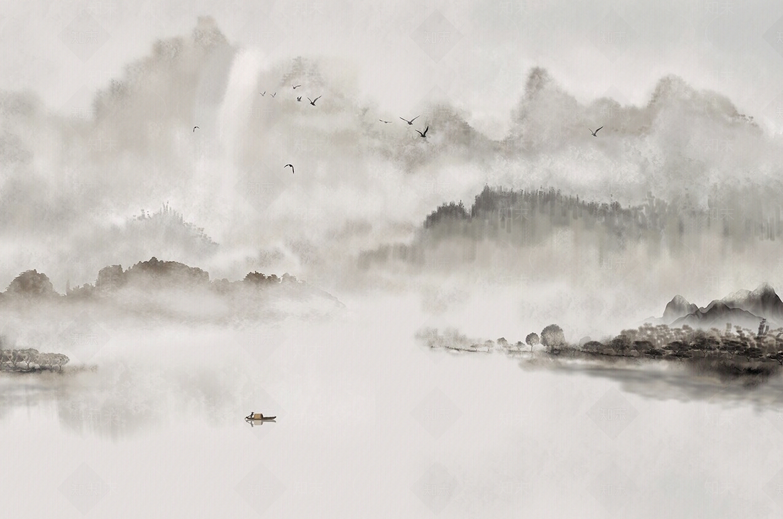 高清中式山水壁画贴图贴图下载【ID:391271997】