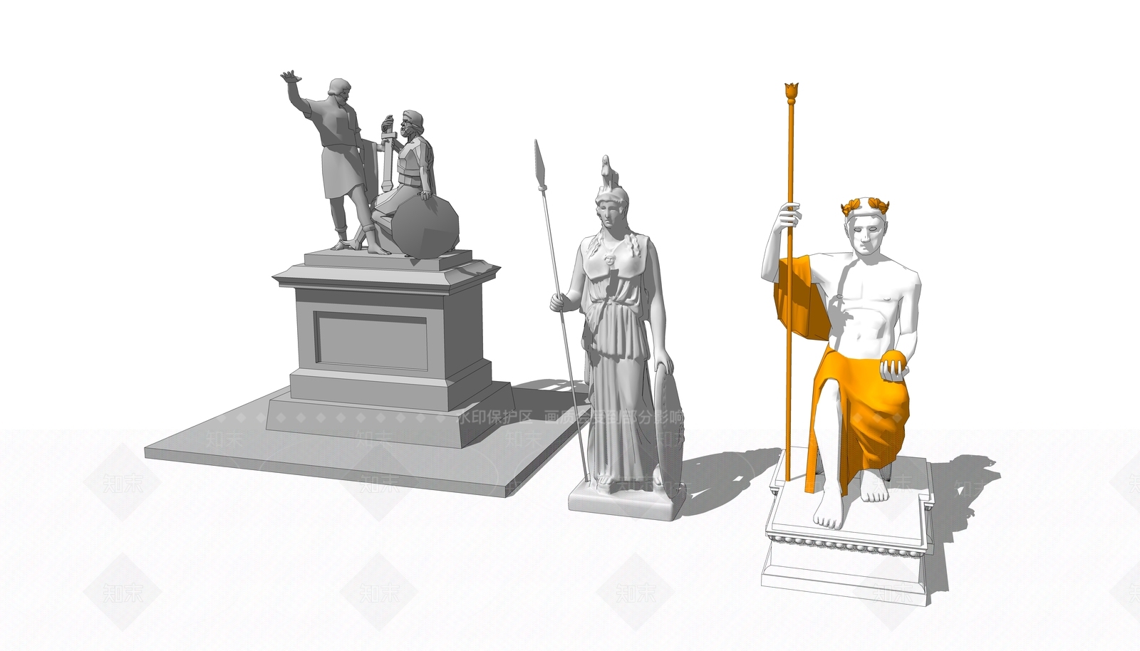 欧式人物雕塑小品SU模型下载【ID:691301642】