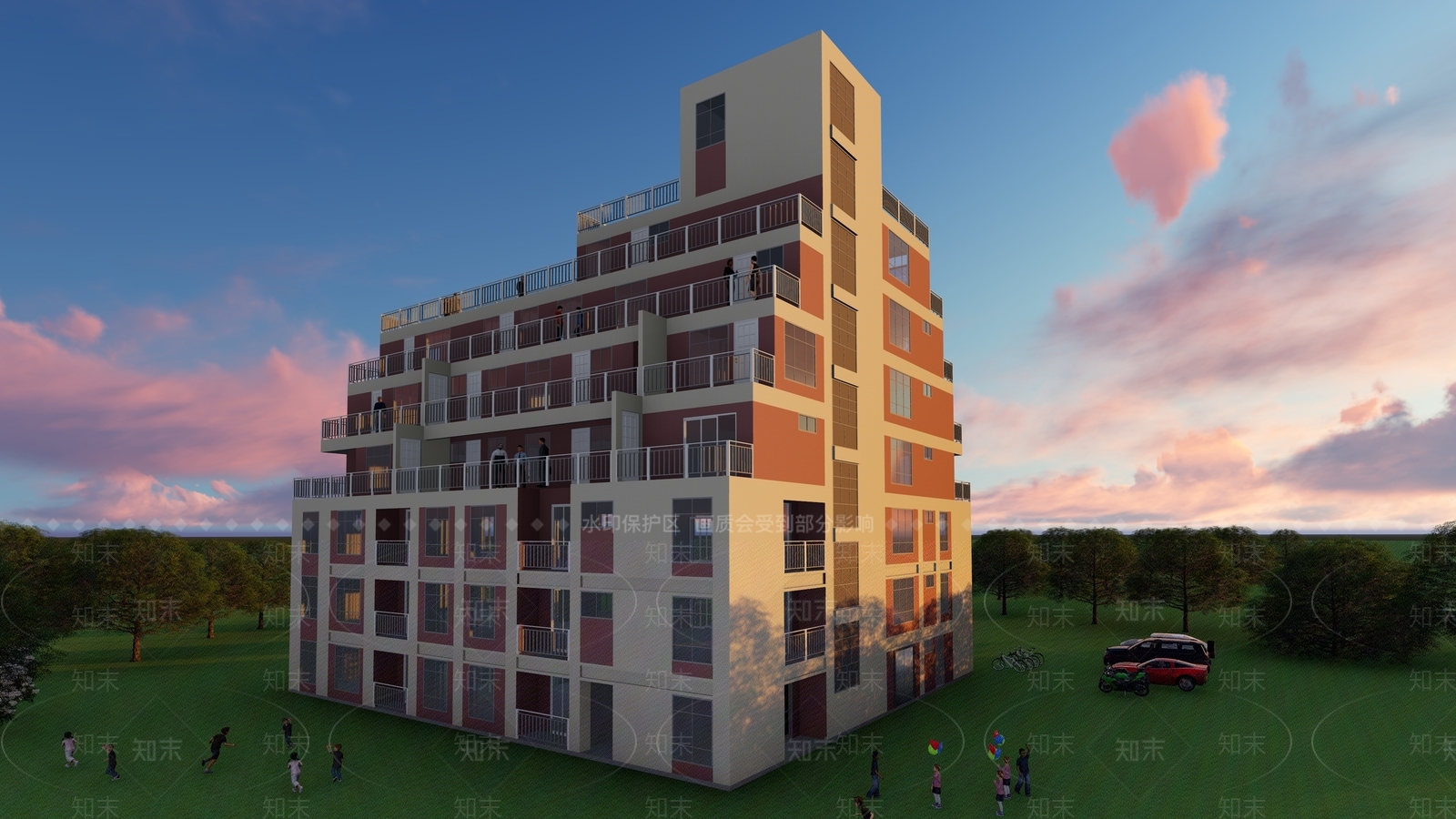 现代多层住宅SU模型下载【ID:291307657】