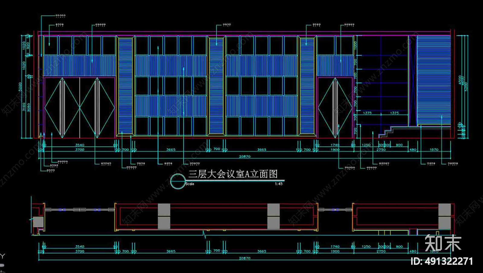 会议室cad施工图下载【ID:491322271】